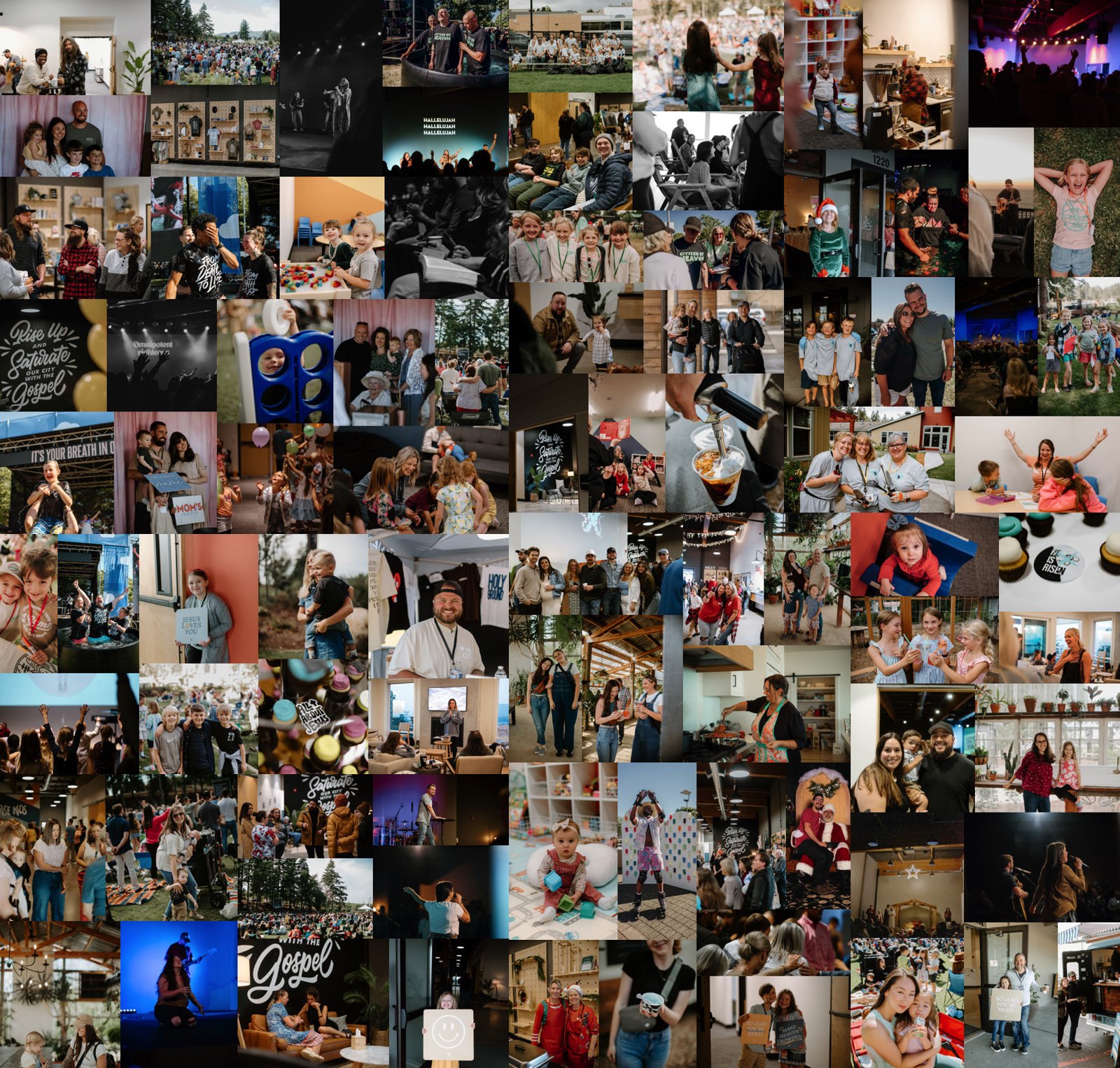 A collage of the people, gatherings, and everyday life of Rise City Church