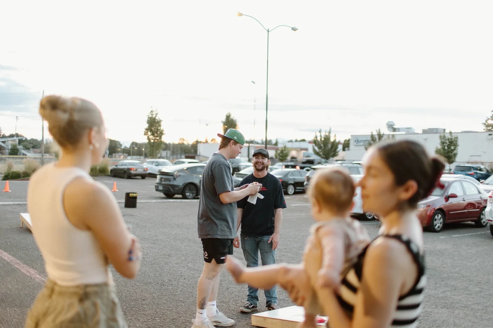 Friends talking outside after a 733 gathering